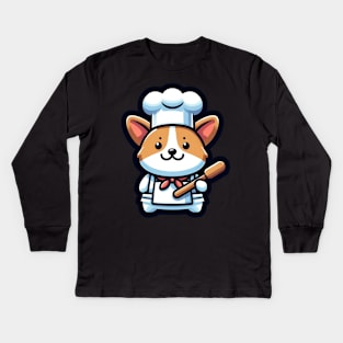 Chef corgi Kids Long Sleeve T-Shirt